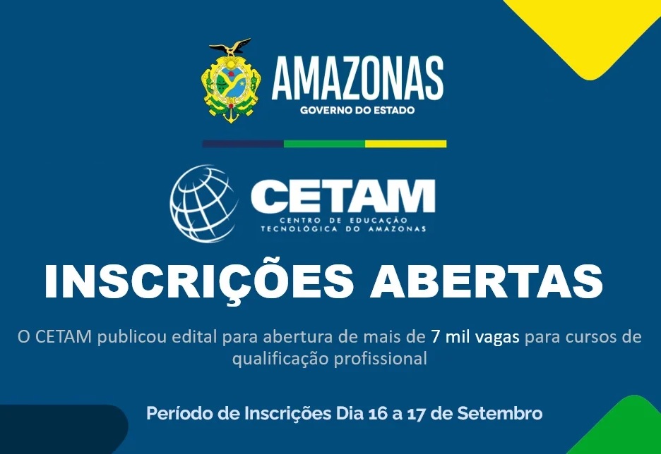 CETAM Abre inscrições para 7.019 vagas em Cursos Gratuitos