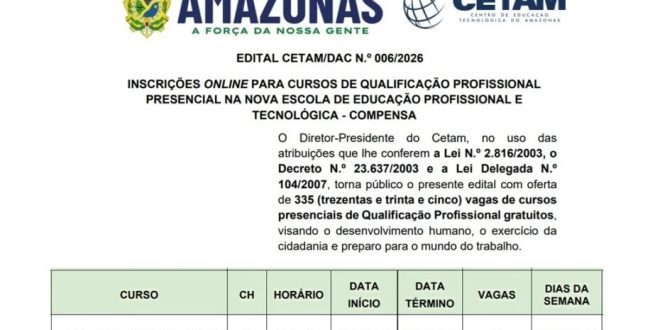 Edital CETAM 006.2026